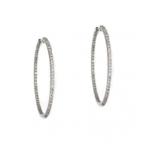 18k White Gold Diamond Hoop Earrings 2.60ct F/VS1